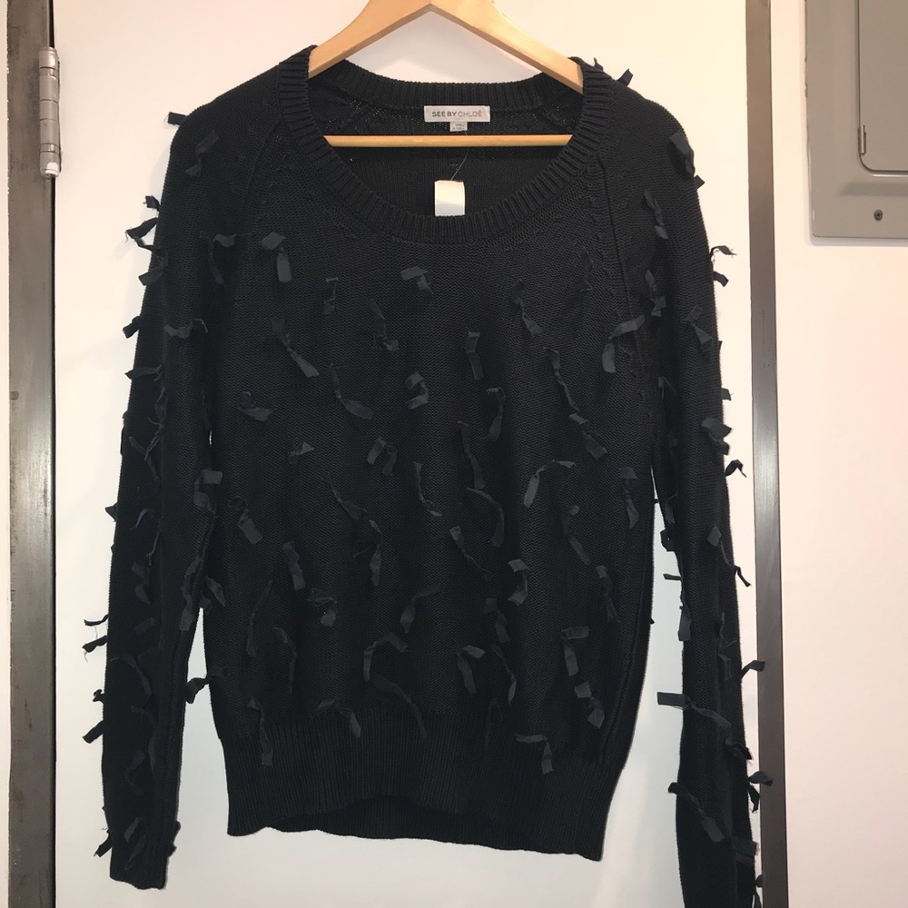 NEW See By Chloe Bow NAVY sweater - size 38 US 2